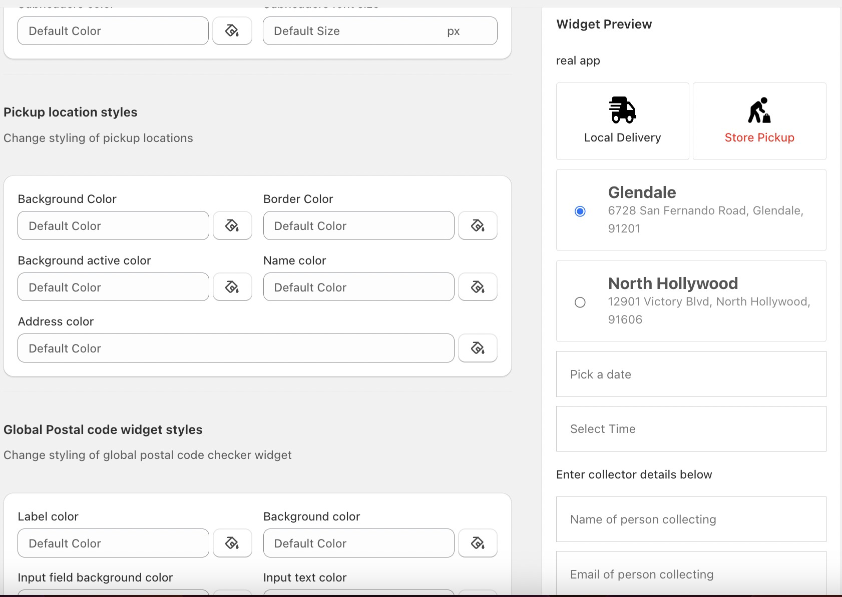 Side-by-side widget settings and live preview on desktop