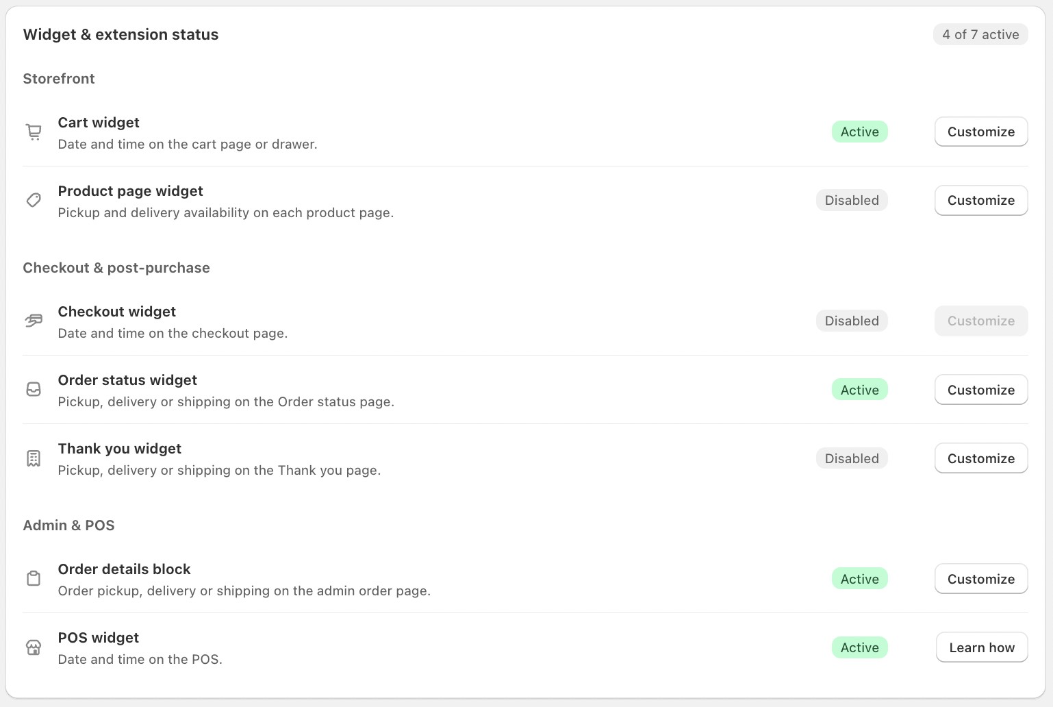 Bird app status block in the Shopify admin order view