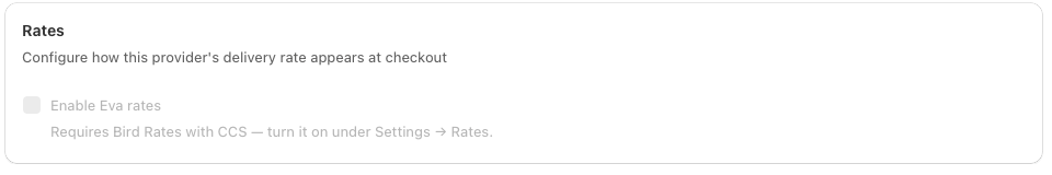 Enable Eva rates is disabled until Bird Rates with CCS is turned on