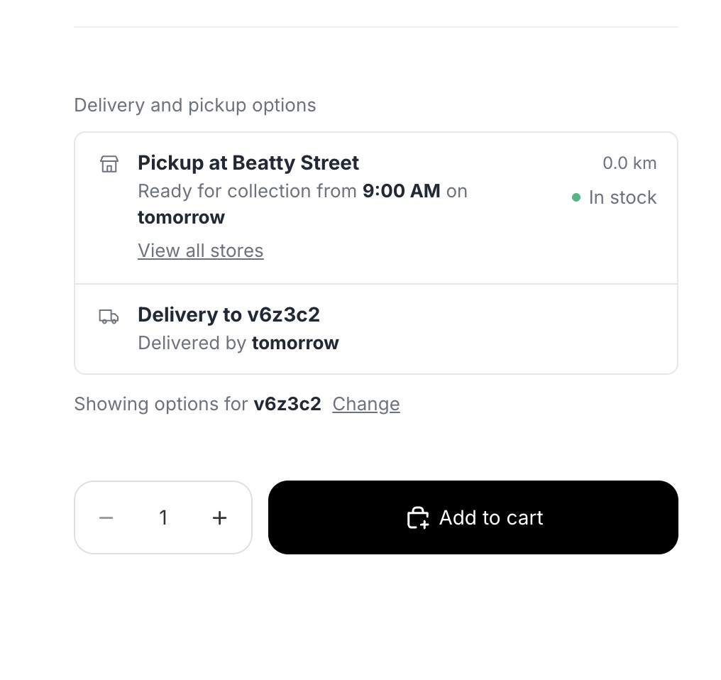 Delivery availability widget shown on a product page