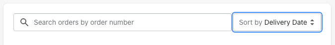 Orders search bar with a 'Sort by Delivery Date' option