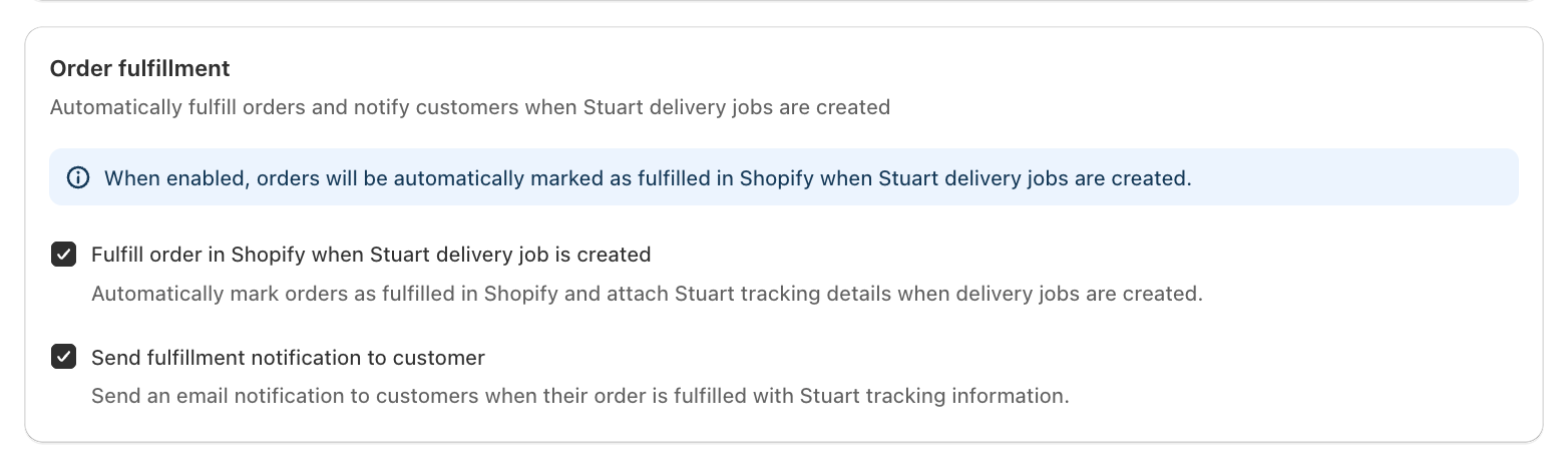 Order fulfillment and customer notification toggles