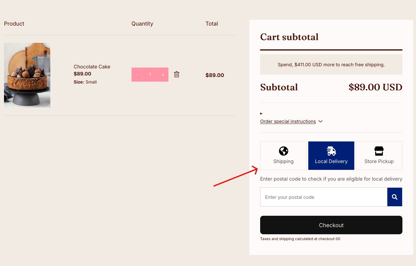 Bird scheduling widget shown before the checkout button on a Pesto theme store