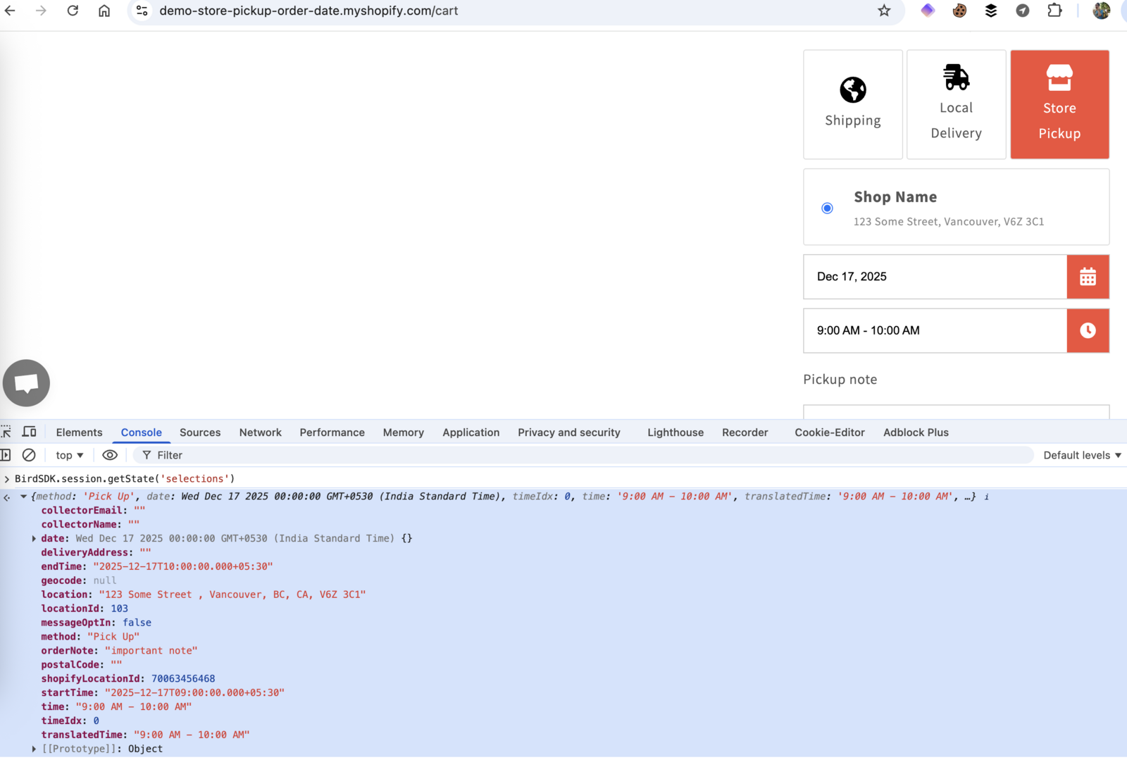 Bird widget API