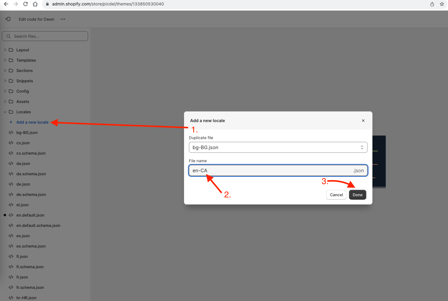 Add pickup locale and paste following code