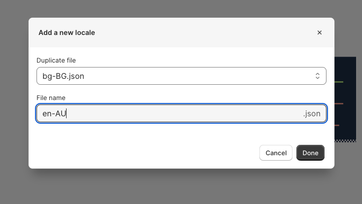 Add delivery locale and paste following code