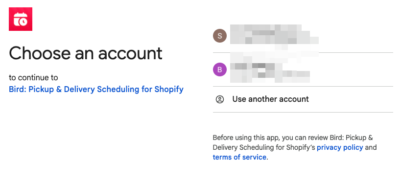 Google OAuth permission screen where users grant calendar access to the Bird app