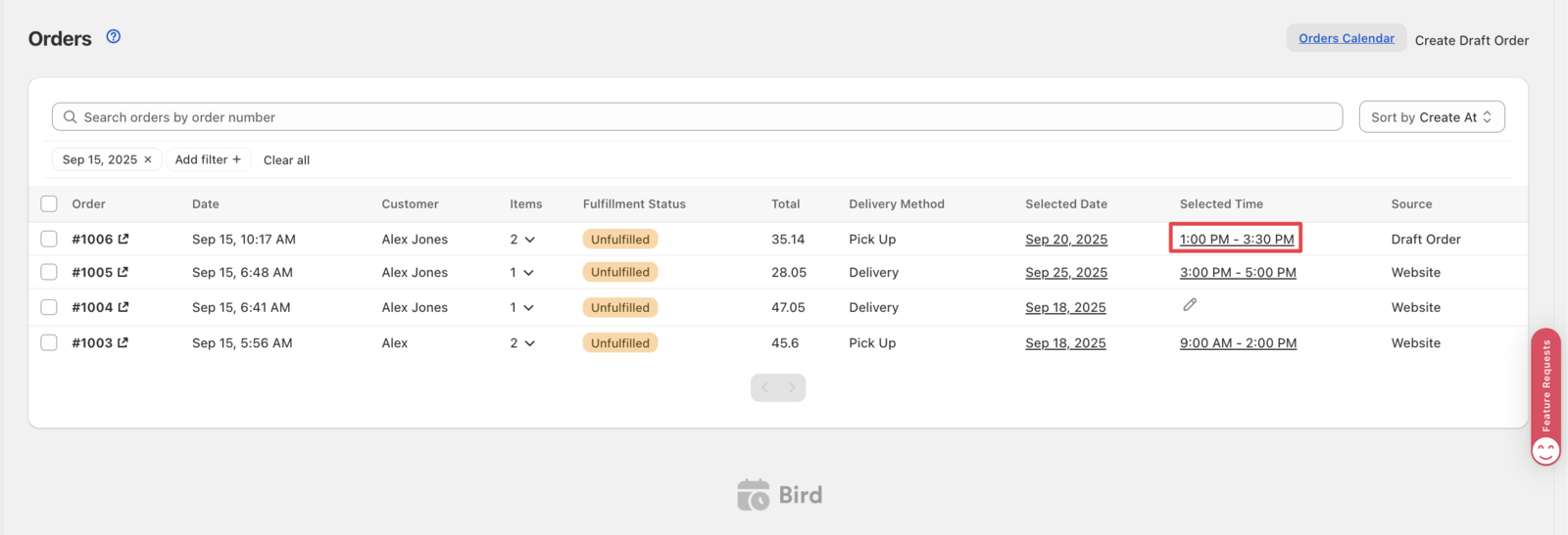 Shows the updated order details displayed after successful modification