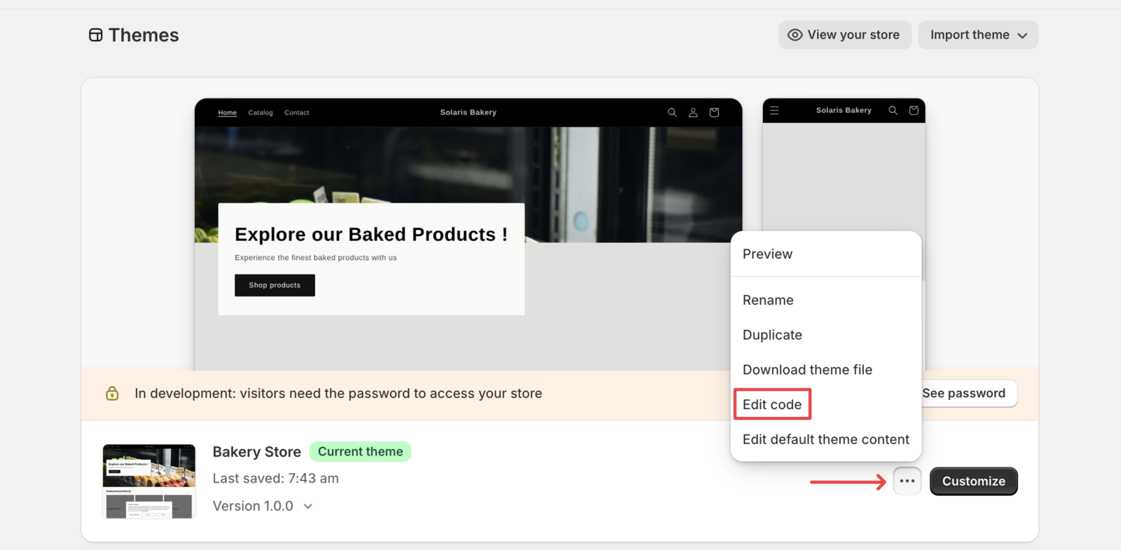 Theme customizer interface showing ••• button