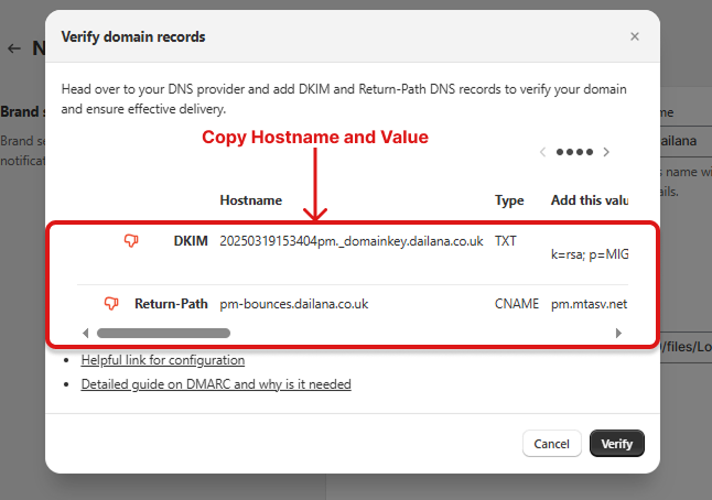Hostname and Value