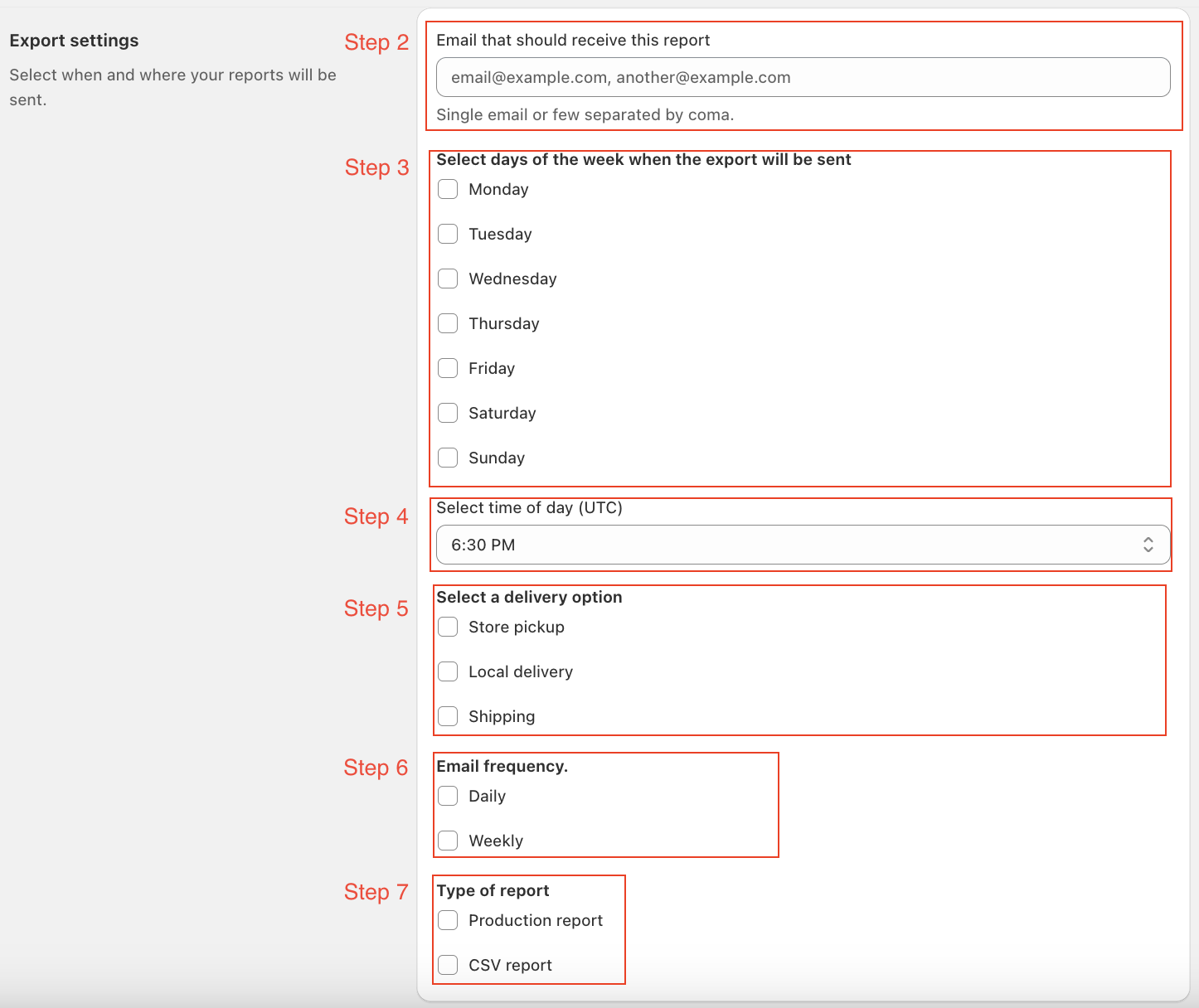 Steps to configure automated production report